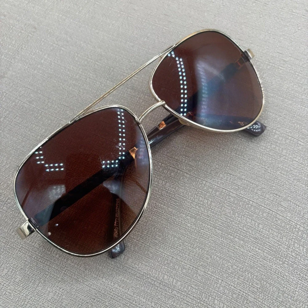 Silver Aviator Sunglasses Brown Gradient Lens Textured Arms 40301-174602-T05